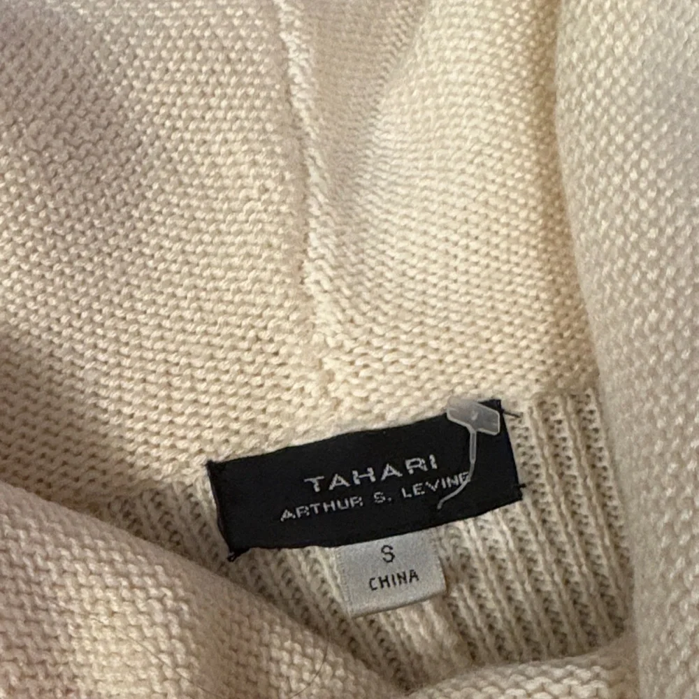 Tahari Arthur S. Levine Cable Knit Sweater Dress Cowl Neck Cream Ivory - Picture 2 of 7